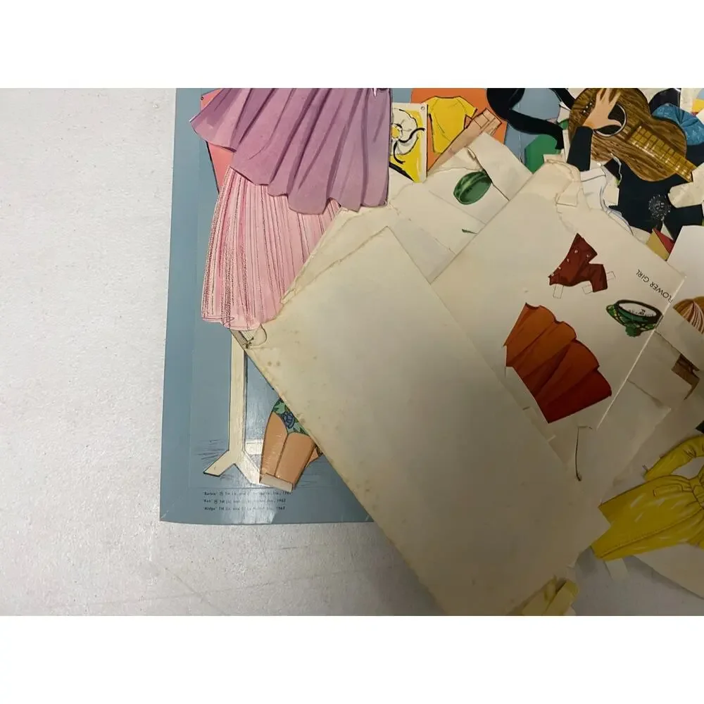 Vintage 1963 Barbie Ken Midge Paper Dolls Book Whitman Costumes Cut Out Set